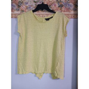Tahari Large Green Linen Casual Asymetric Beach Travel Vacation Comfort Top